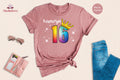 Custom Name Sweet 16 Shirt, Rainbow Crown 16th Birthday Tee, Personalized Girls Birthday Party Shirt, Sparkle Sixteen Gift