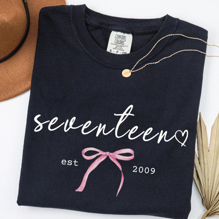 17th Birthday Shirts: Personalized Comfort Colors Tee, Gifts For 17 Year Old Teenage Girl, 17 Year Old Girl Gift Idea