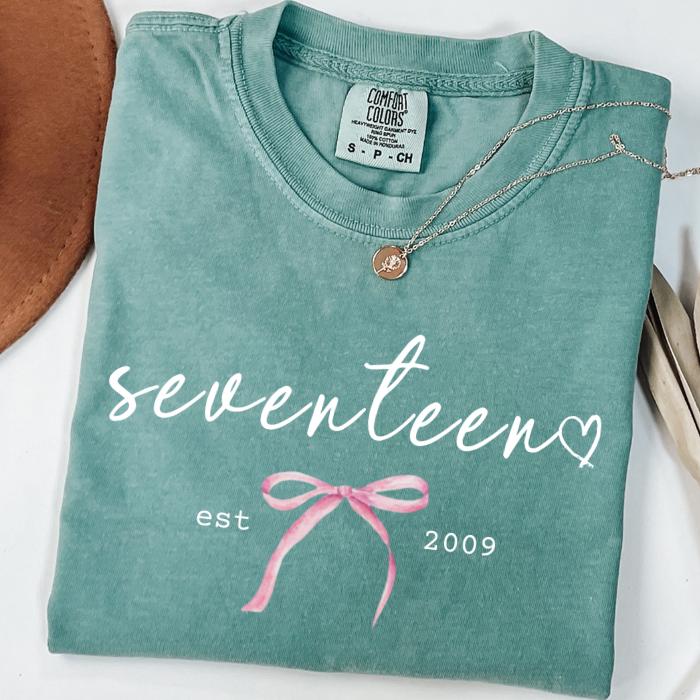 17th Birthday Shirts: Personalized Comfort Colors Tee, Gifts For 17 Year Old Teenage Girl, 17 Year Old Girl Gift Idea