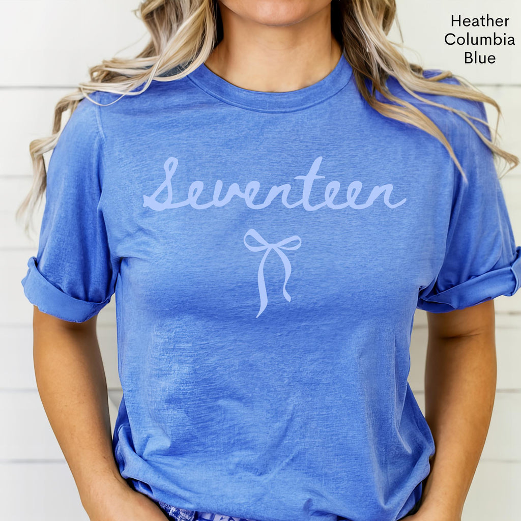 17th Birthday Shirt Girl Seventeen Shirt Girl Coquette Bow Shirt Seventeenth Birthday Gift Preppy Bow T Shirt Birthday Girl Birthday Gift 17