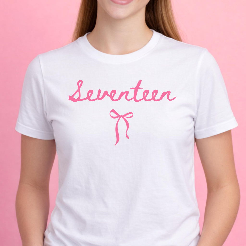 17th Birthday Shirt Girl Seventeen Shirt Girl Coquette Bow Shirt Seventeenth Birthday Gift Preppy Bow T Shirt Birthday Girl Birthday Gift 17