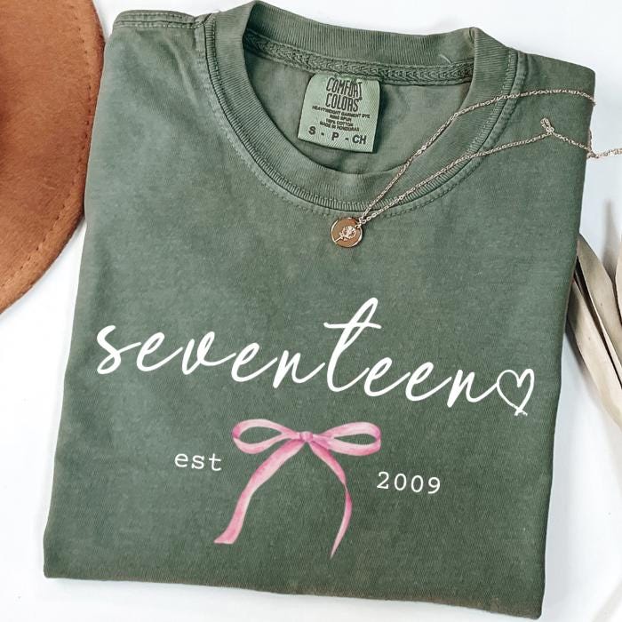 17th Birthday Shirts: Personalized Comfort Colors Tee, Gifts For 17 Year Old Teenage Girl, 17 Year Old Girl Gift Idea