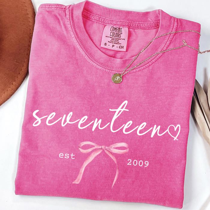 17th Birthday Shirts: Personalized Comfort Colors Tee, Gifts For 17 Year Old Teenage Girl, 17 Year Old Girl Gift Idea