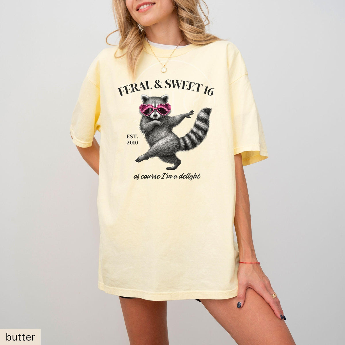 Feral Sweet 16 Shirt, Funny Sweet Sixteen Gift, Raccoon Birthday Shirt, Comfort Colors Tee, Cute Teen Girl 16th Birthday Shirt