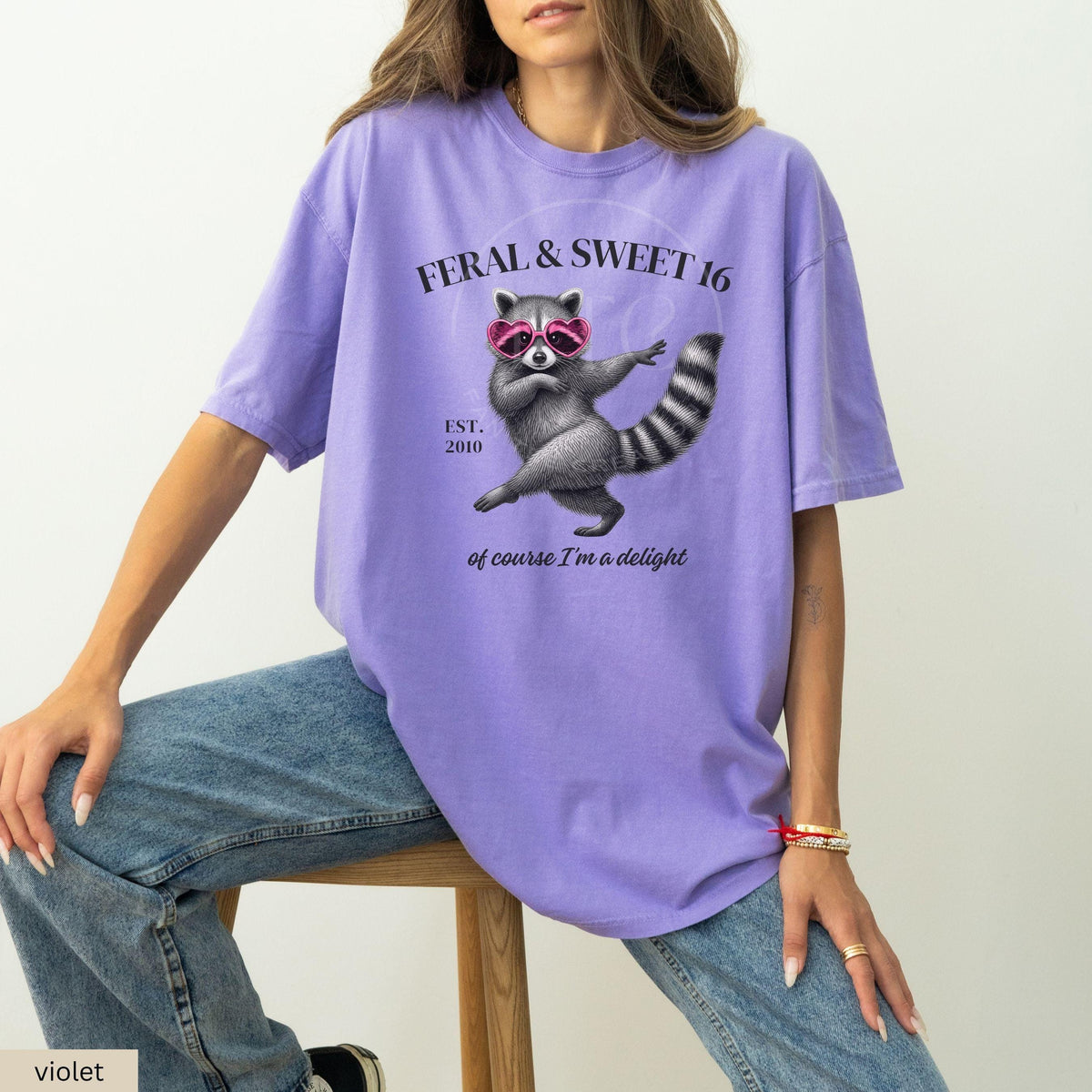 Feral Sweet 16 Shirt, Funny Sweet Sixteen Gift, Raccoon Birthday Shirt, Comfort Colors Tee, Cute Teen Girl 16th Birthday Shirt