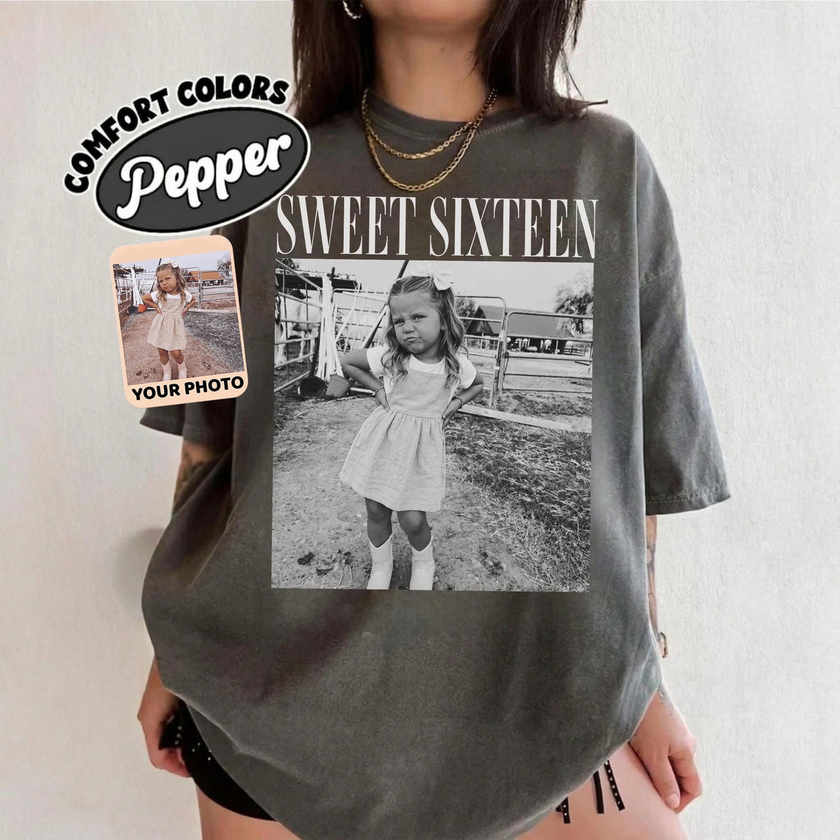 Comfort Colors® Personalized Sweet Sixteen Shirt - 16th Birthday Gifts, Custom Photo Birthday Trip