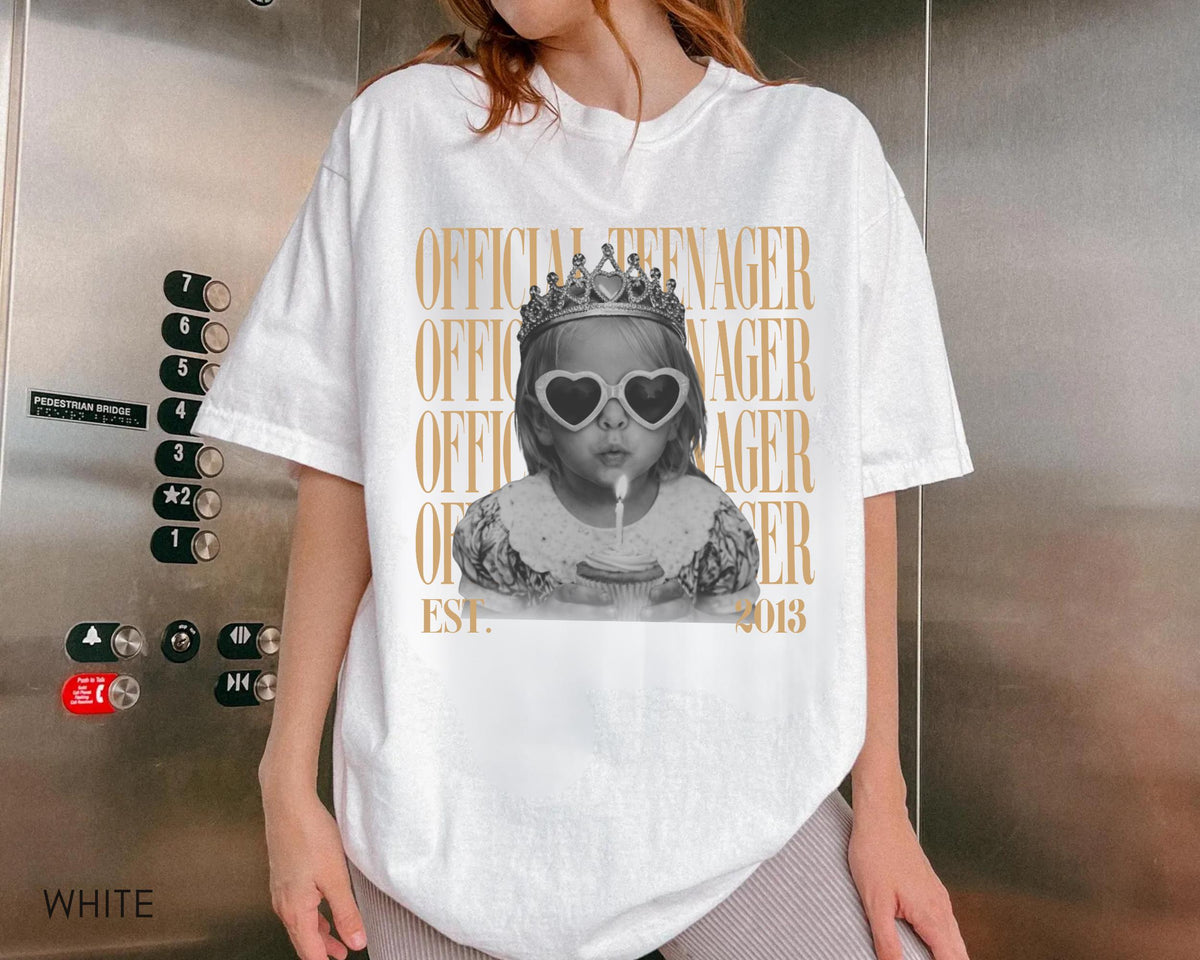 Personalised Vintage Photo And Year Shirt, Official Teenager 13th Birthday Comfort Colors Shirt, Teenager 13 TShirt, Girl Thirteenth Shirt