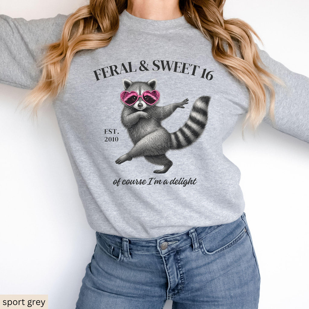 Feral Sweet 16 Shirt, Funny Sweet Sixteen Gift, Raccoon Birthday Shirt, Comfort Colors Tee, Cute Teen Girl 16th Birthday Shirt