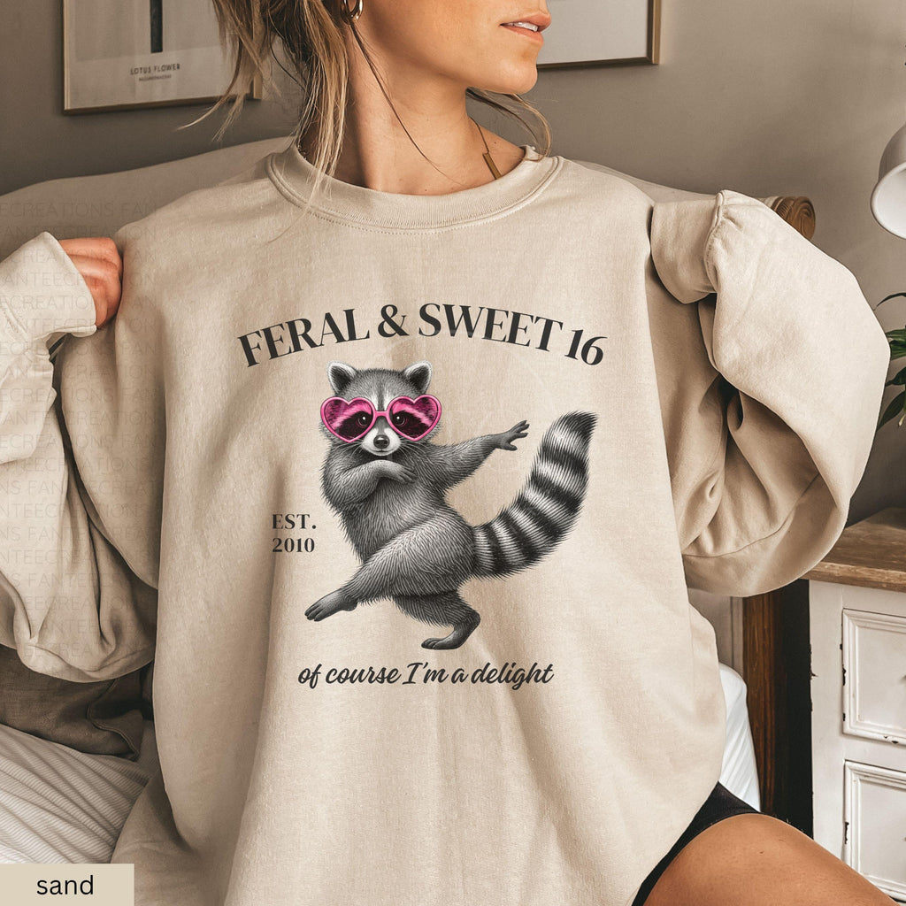 Feral Sweet 16 Shirt, Funny Sweet Sixteen Gift, Raccoon Birthday Shirt, Comfort Colors Tee, Cute Teen Girl 16th Birthday Shirt