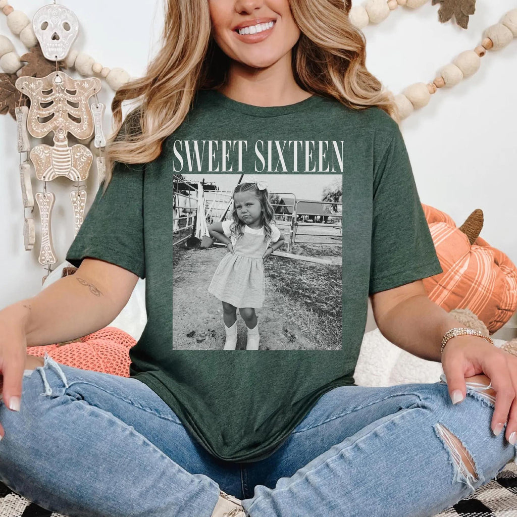 Comfort Colors® Personalized Sweet Sixteen Shirt - 16th Birthday Gifts, Custom Photo Birthday Trip