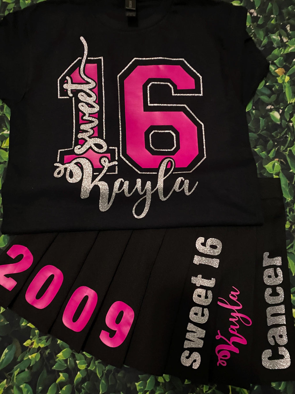 Personalized Glitter Birthday, Sweet 16 - Short Sleeve T-shirt, Long sleeve T-shirt, Sweatshirt or Hoodie - Skirt also available