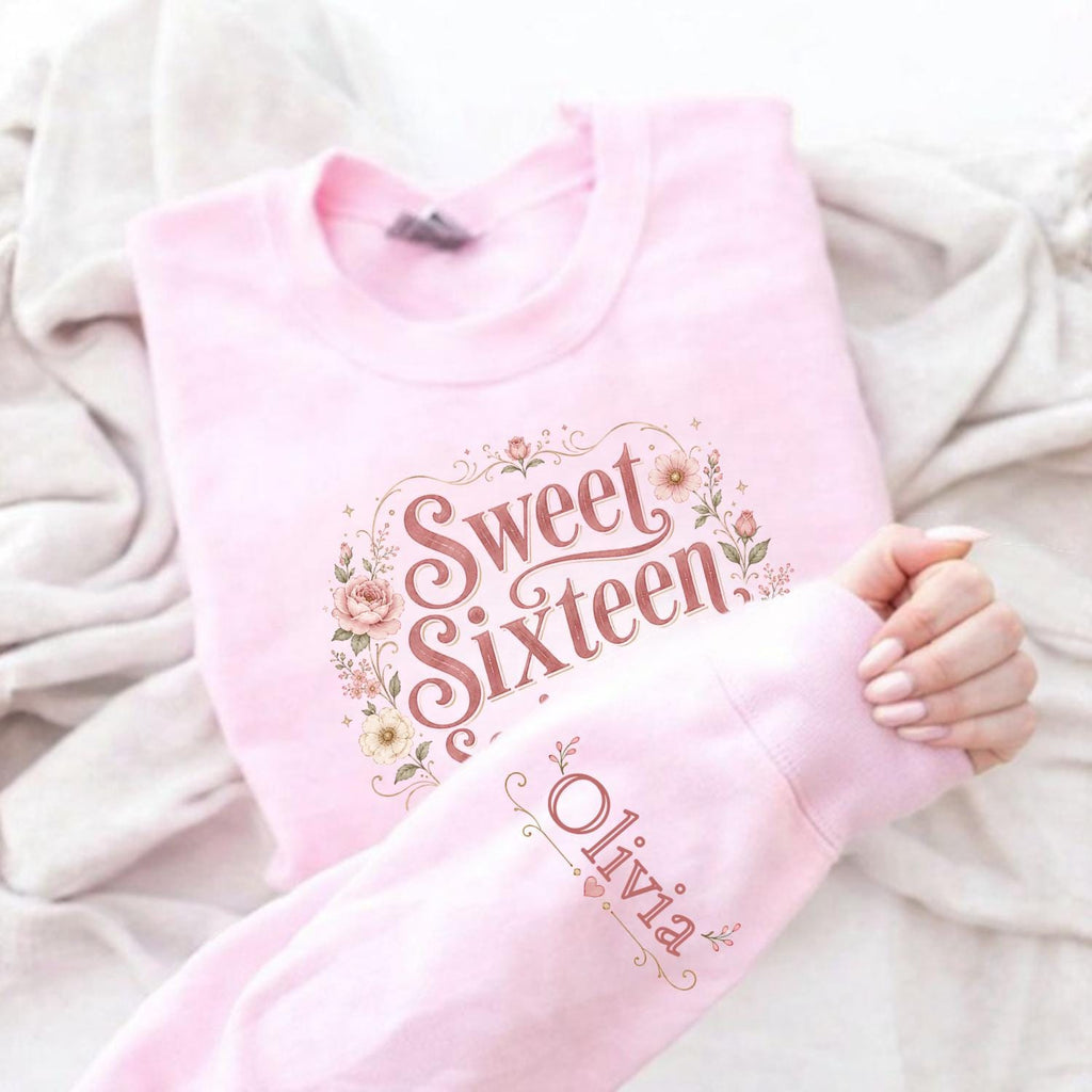 Sweet Sixteen Social Club Shirt, Personalized Sleeve Name Birthday Tee