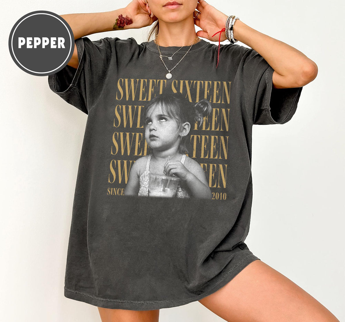 Personalised Vintage Photo And Year Shirt, Sweet Sixteen Picture Shirt, 16th Birthday Gifts, Birthday Trip, Group Turning 16 Bday Shirt