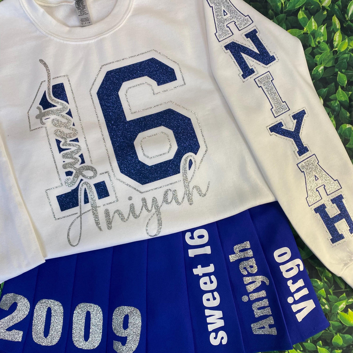 Personalized Glitter Birthday, Sweet 16 - Short Sleeve T-shirt, Long sleeve T-shirt, Sweatshirt or Hoodie - Skirt also available
