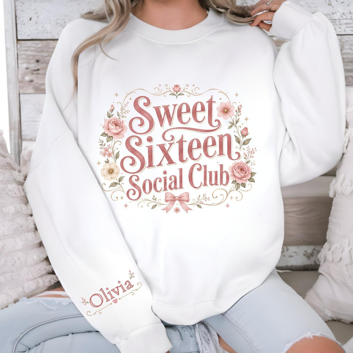 Sweet Sixteen Social Club Shirt, Personalized Sleeve Name Birthday Tee