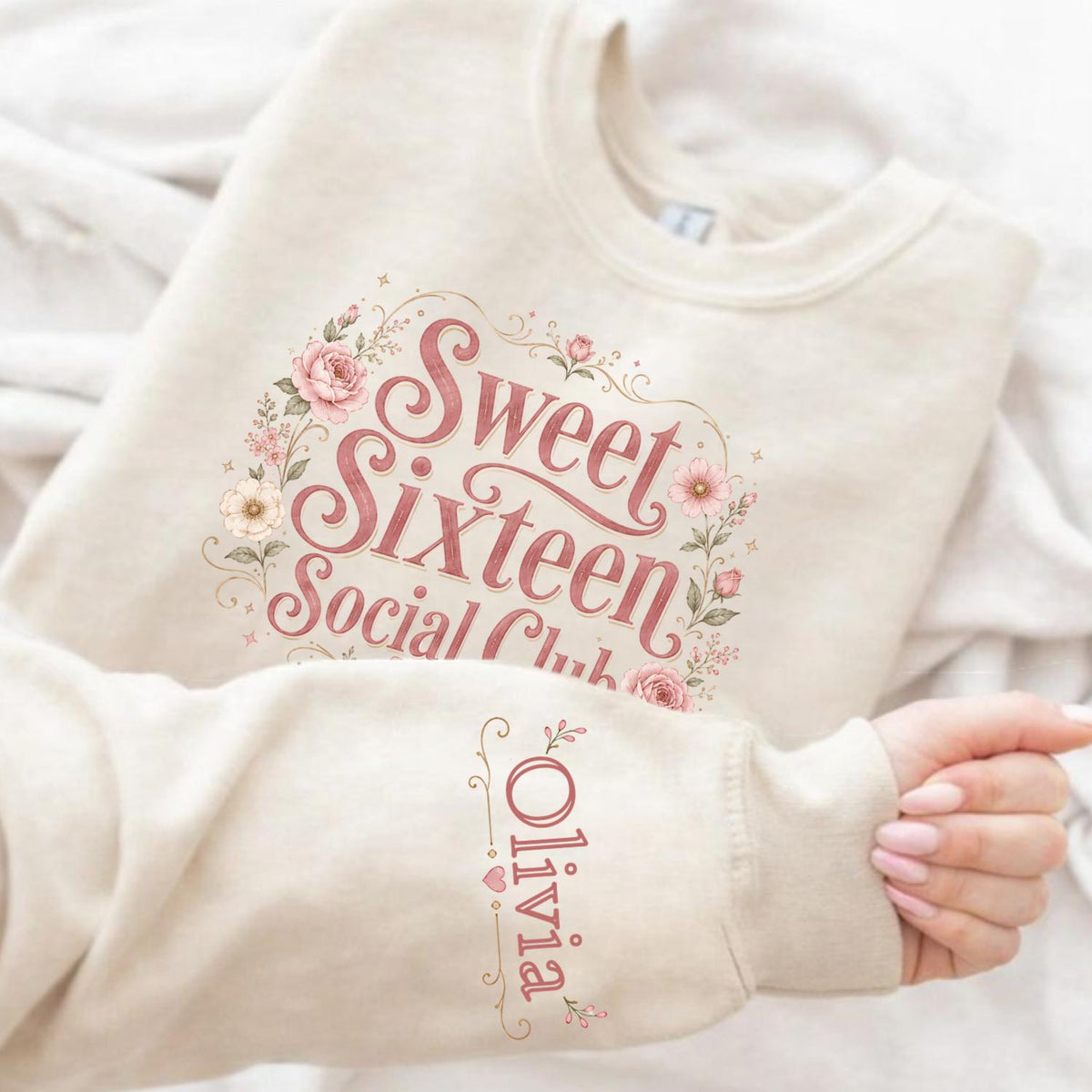 Sweet Sixteen Social Club Shirt, Personalized Sleeve Name Birthday Tee