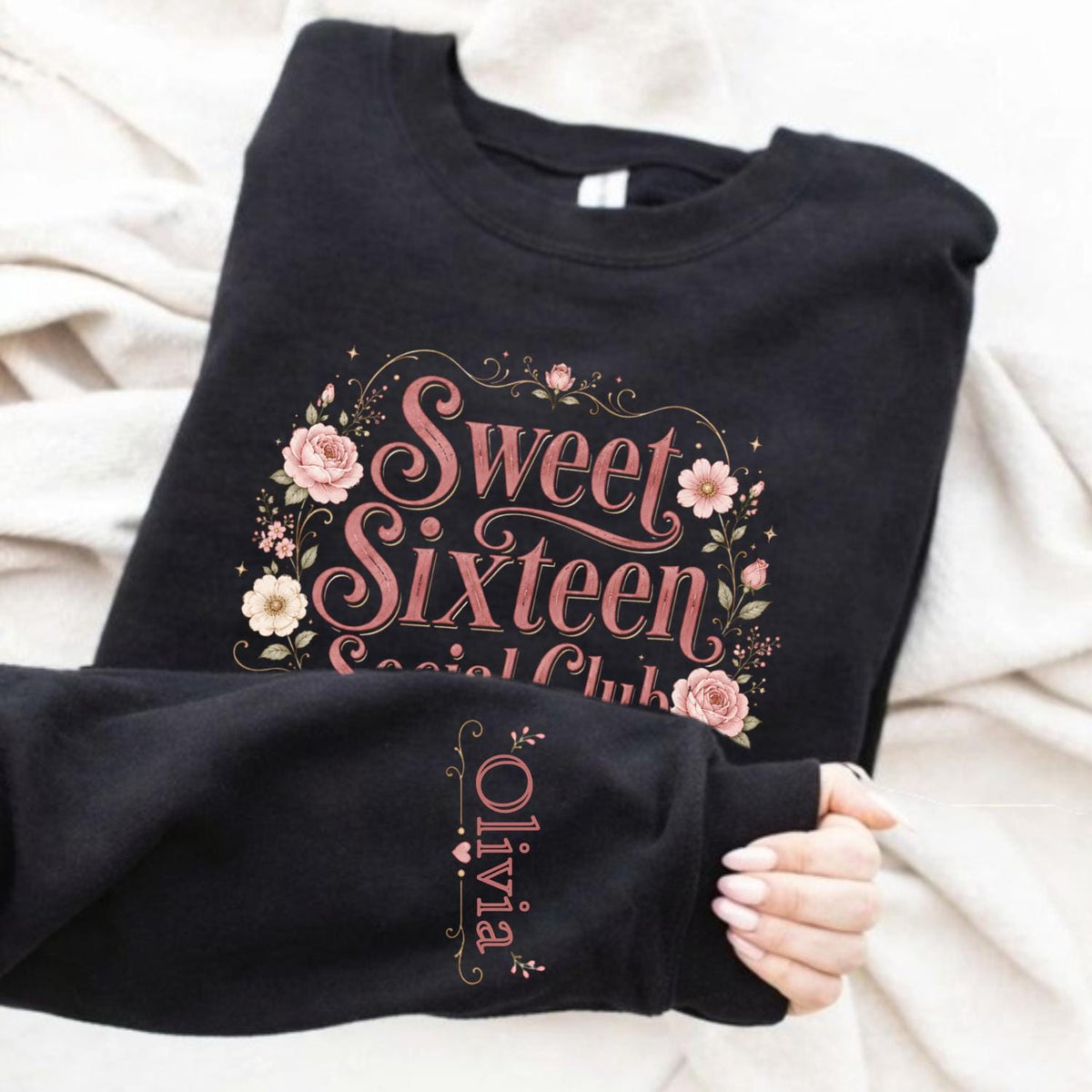 Sweet Sixteen Social Club Shirt, Personalized Sleeve Name Birthday Tee
