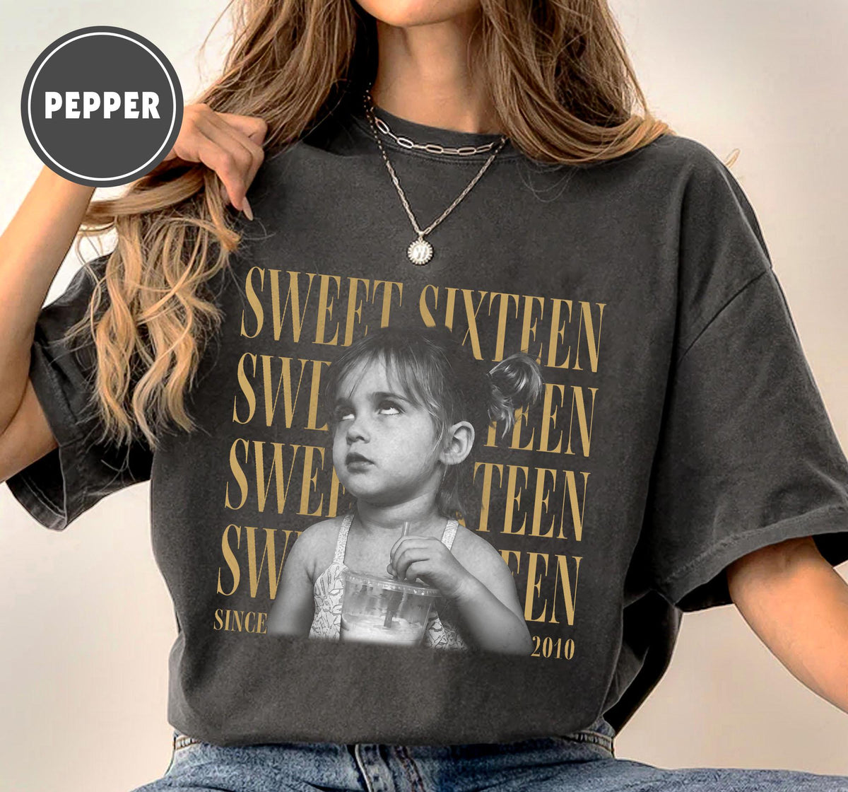 Personalised Vintage Photo And Year Shirt, Sweet Sixteen Picture Shirt, 16th Birthday Gifts, Birthday Trip, Group Turning 16 Bday Shirt