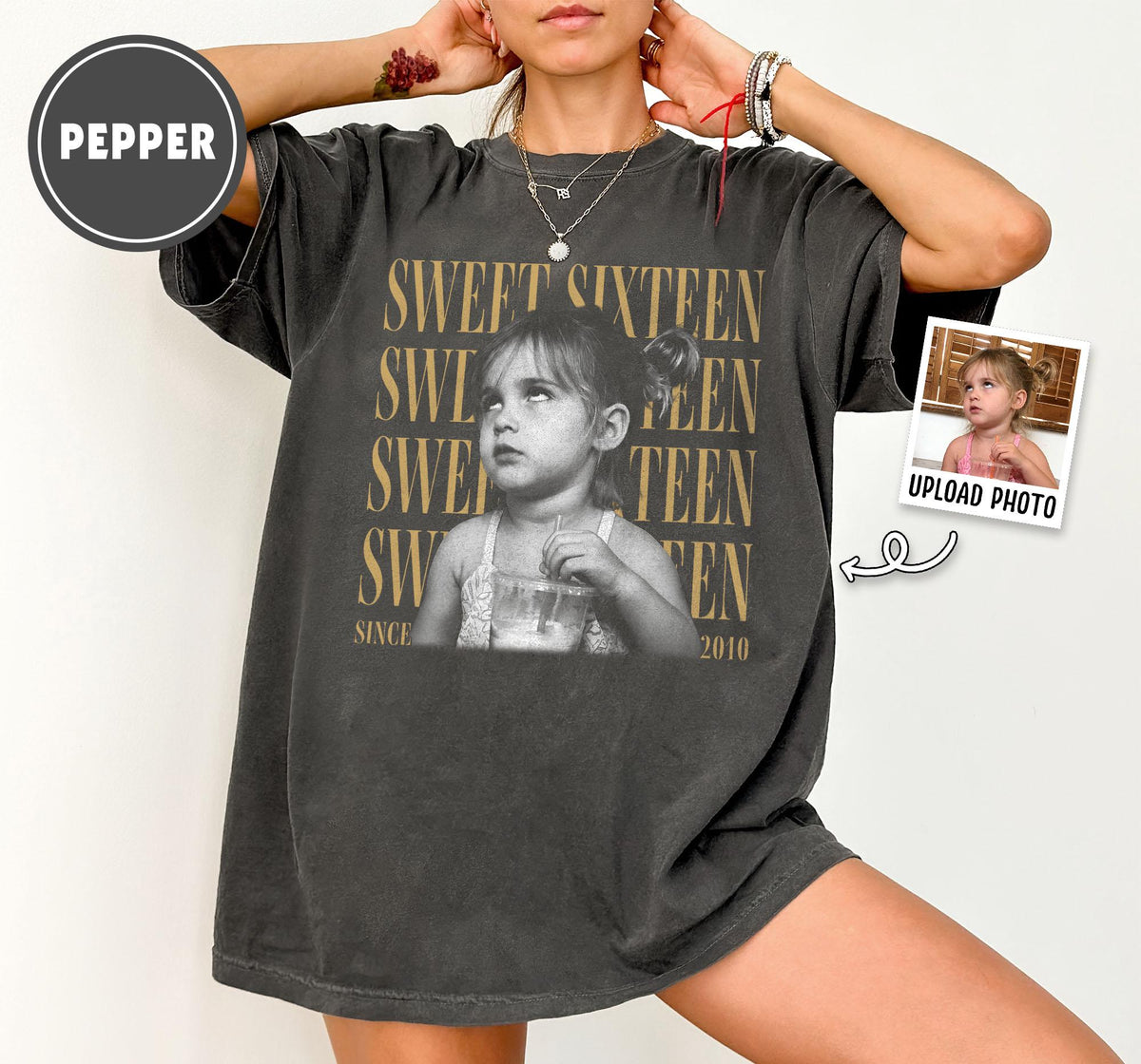 Personalised Vintage Photo And Year Shirt, Sweet Sixteen Picture Shirt, 16th Birthday Gifts, Birthday Trip, Group Turning 16 Bday Shirt