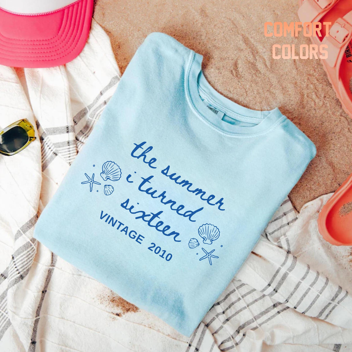 Custom 16th Birthday Shirt Girl, Comfort Colors Summer I Turned 16 Bday Party Tee, Sweet 16 Birthday Gifts for Daughter