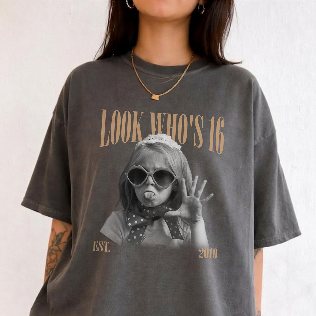 Custom Sweet 16 Shirt, Personalized Childhood Photo Tee, Look Who's 16 Birthday Gift, Vintage Picture Shirt, Teen Girl Party Keepsake