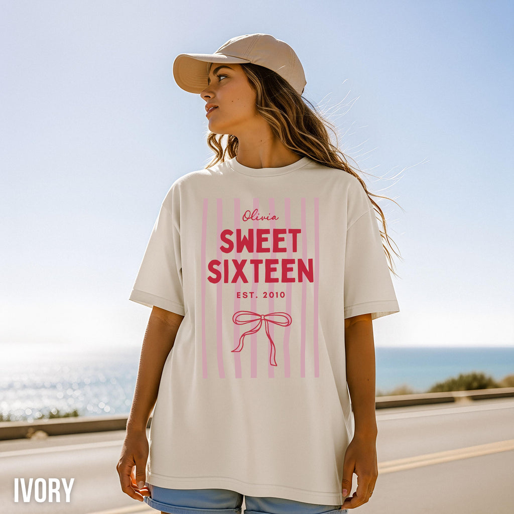 Custom 16th Birthday Gift, Personalized Sweet Sixteen Comfort Colors T-shirt, Birthday Gift For Girls, Custom Gift, Gift for Daughter