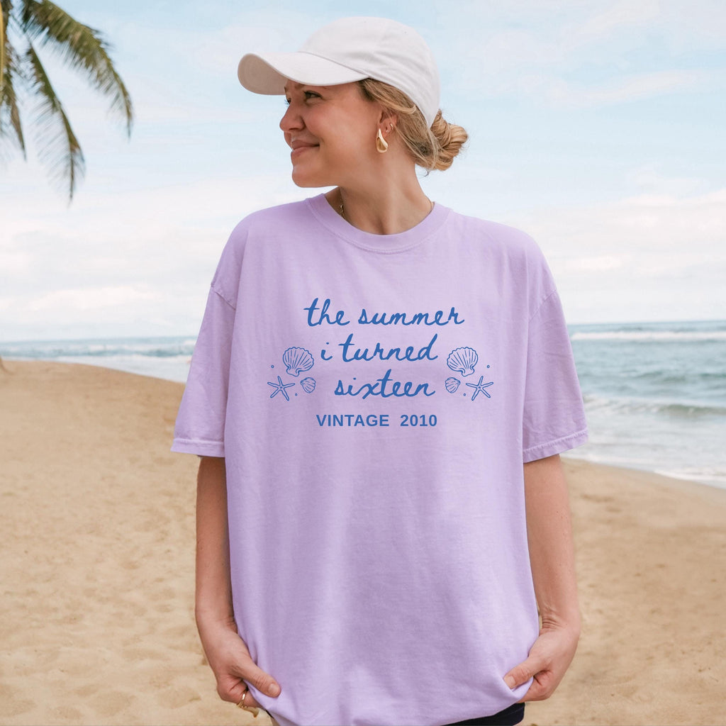 Custom 16th Birthday Shirt Girl, Comfort Colors Summer I Turned 16 Bday Party Tee, Sweet 16 Birthday Gifts for Daughter