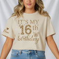 It's My 16th Birthday Shirt, Sweet 16 Birthday Girl Shirt, Personalized 16th Birthday Tee, Custom Name Sleeve Shirt, Birthday Party Outfit