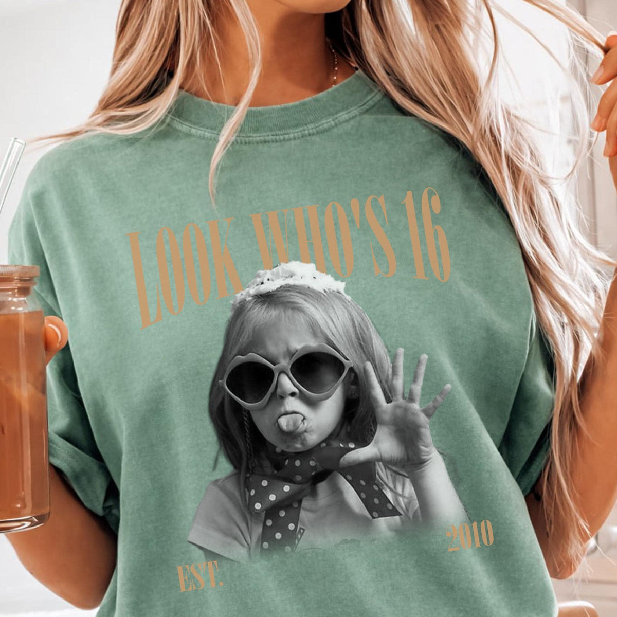 Custom Sweet 16 Shirt, Personalized Childhood Photo Tee, Look Who's 16 Birthday Gift, Vintage Picture Shirt, Teen Girl Party Keepsake