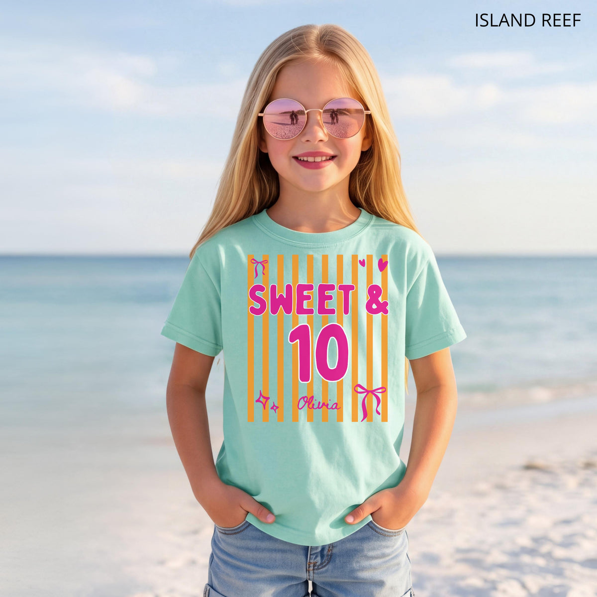 Personalized Sweet 10 Birthday Shirt, Coquette Bow Double Digits Tee