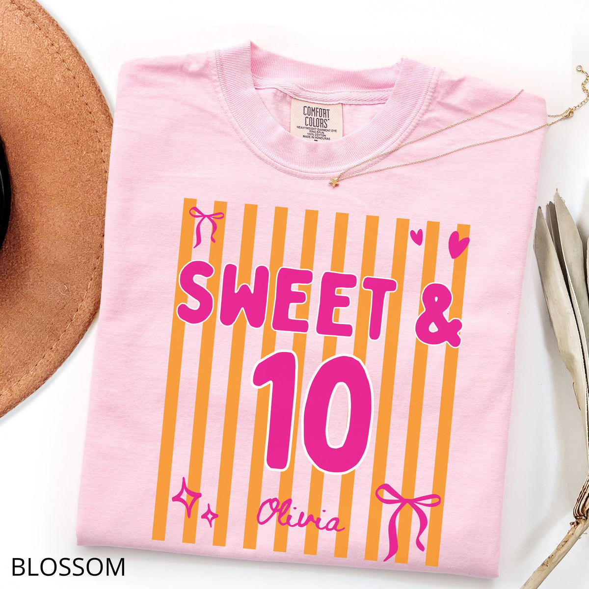 Personalized Sweet 10 Birthday Shirt, Coquette Bow Double Digits Tee