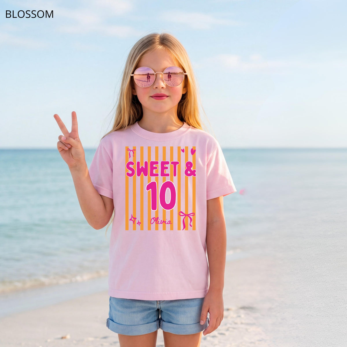 Personalized Sweet 10 Birthday Shirt, Coquette Bow Double Digits Tee