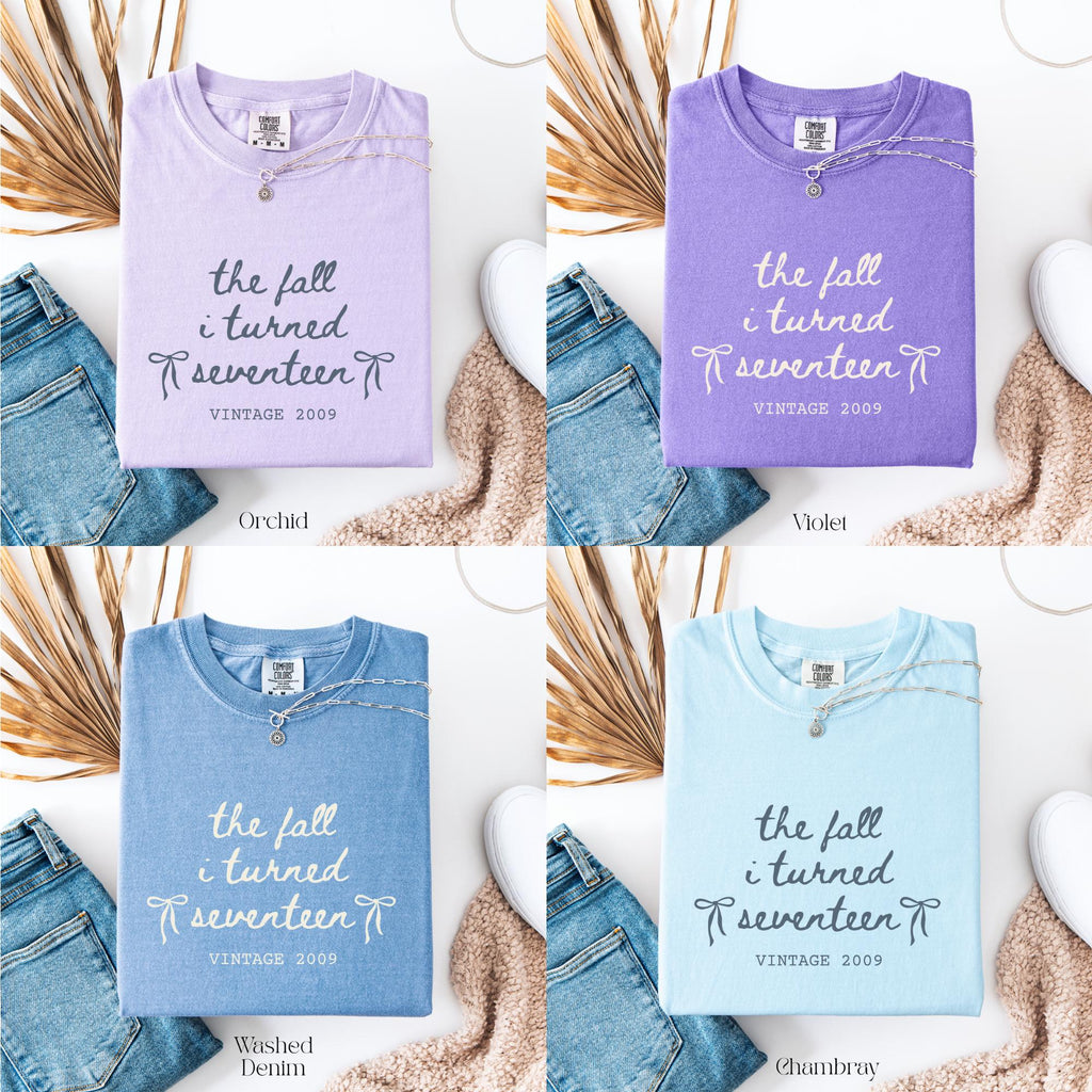 Custom 17th Birthday Shirt Girl, Comfort Colors Fall I Turned 17, Birthday Gift For Her, Teen Girl Gift, Birthday Girl Outfit