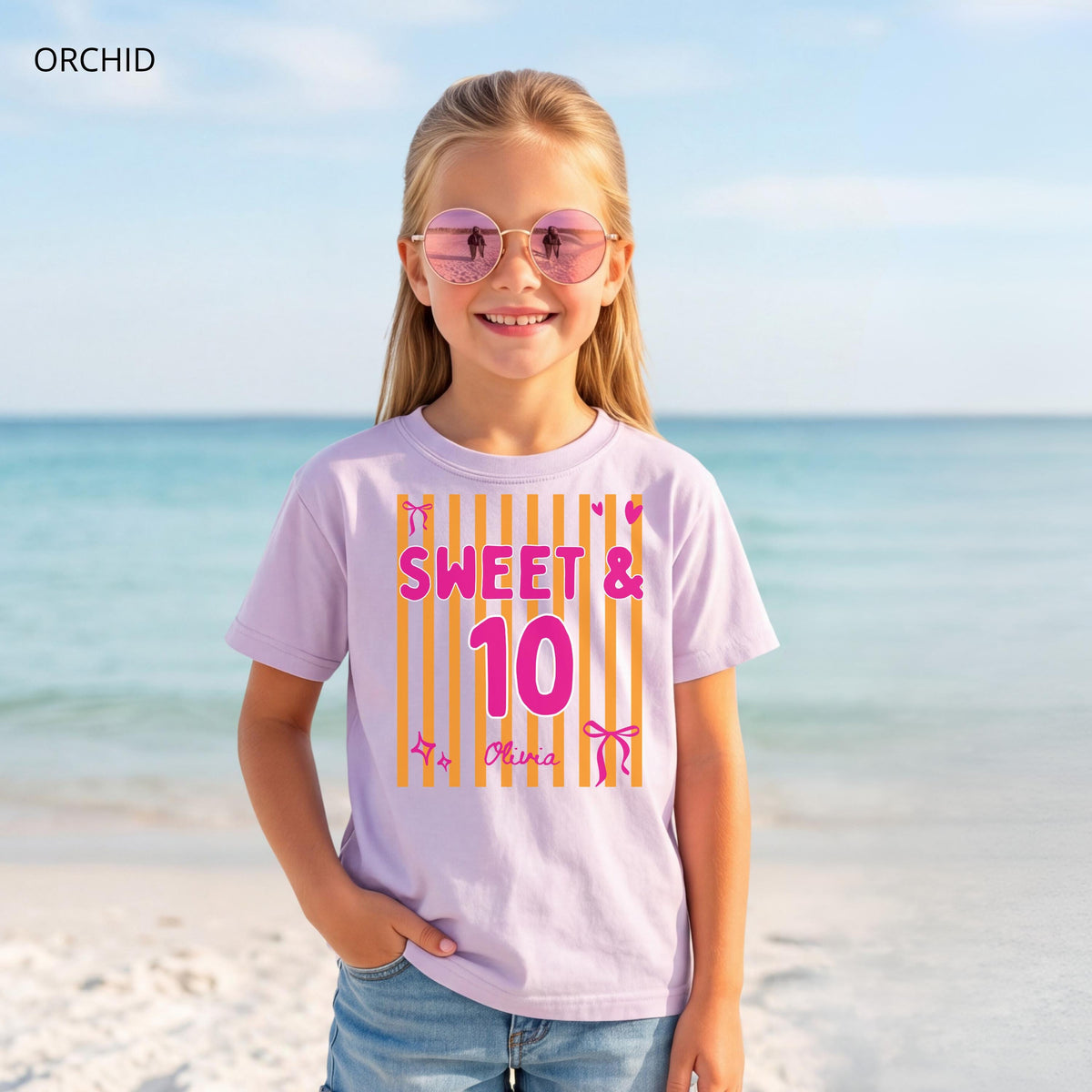 Personalized Sweet 10 Birthday Shirt, Coquette Bow Double Digits Tee
