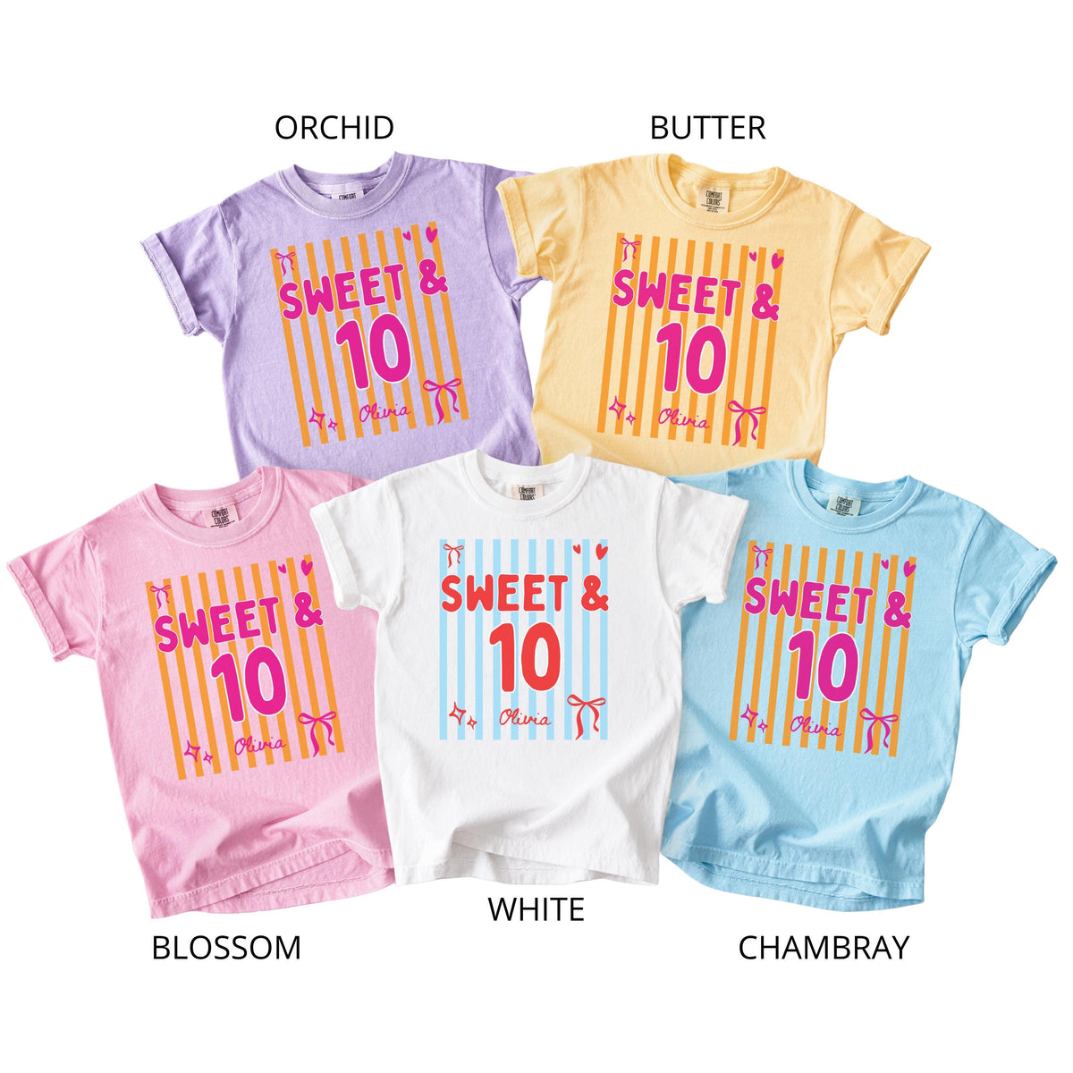 Personalized Sweet 10 Birthday Shirt, Coquette Bow Double Digits Tee