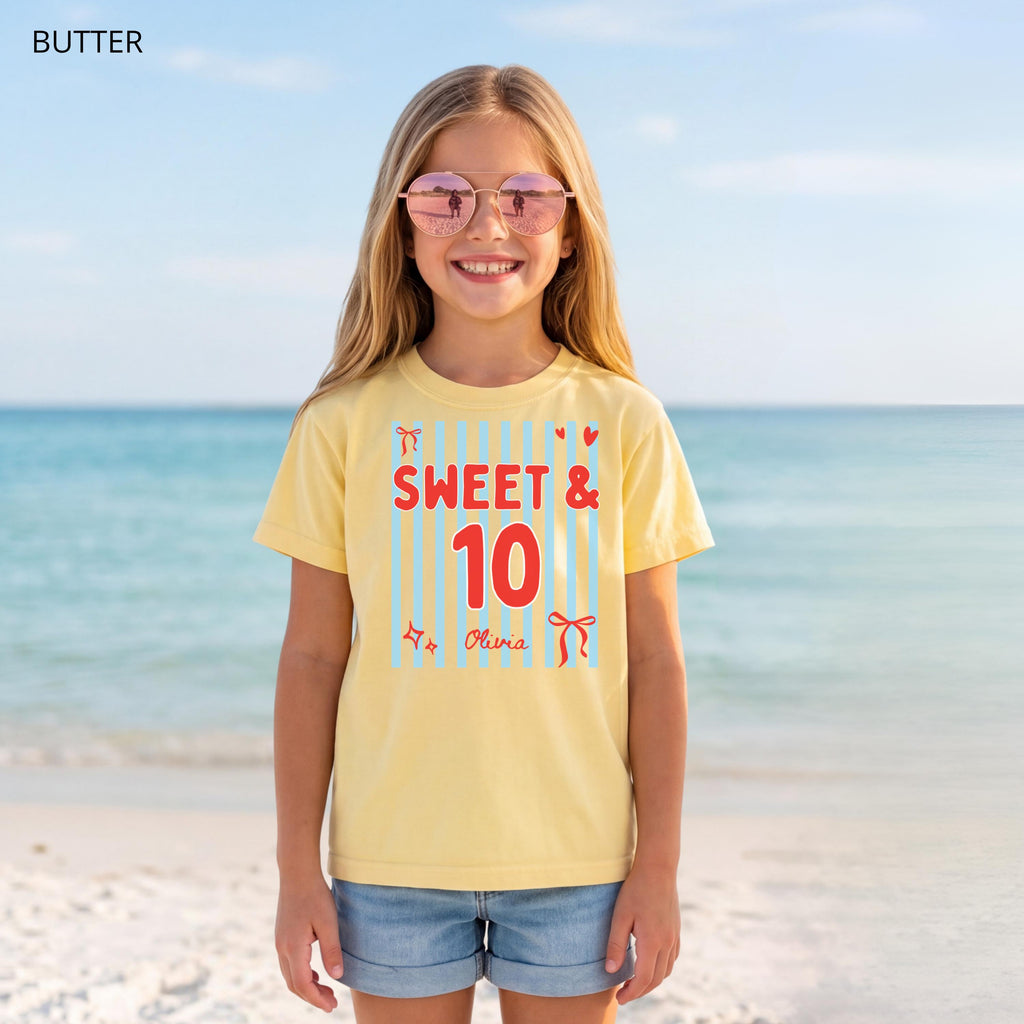 Personalized Sweet 10 Birthday Shirt, Coquette Bow Double Digits Tee